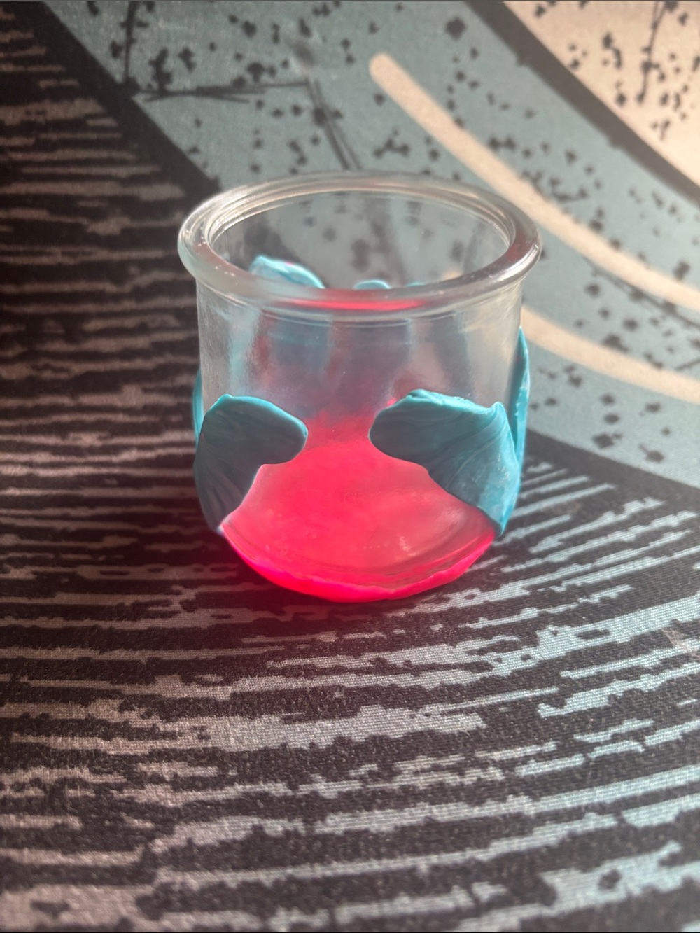 Handcrafted Clay Decorated Glass Holder